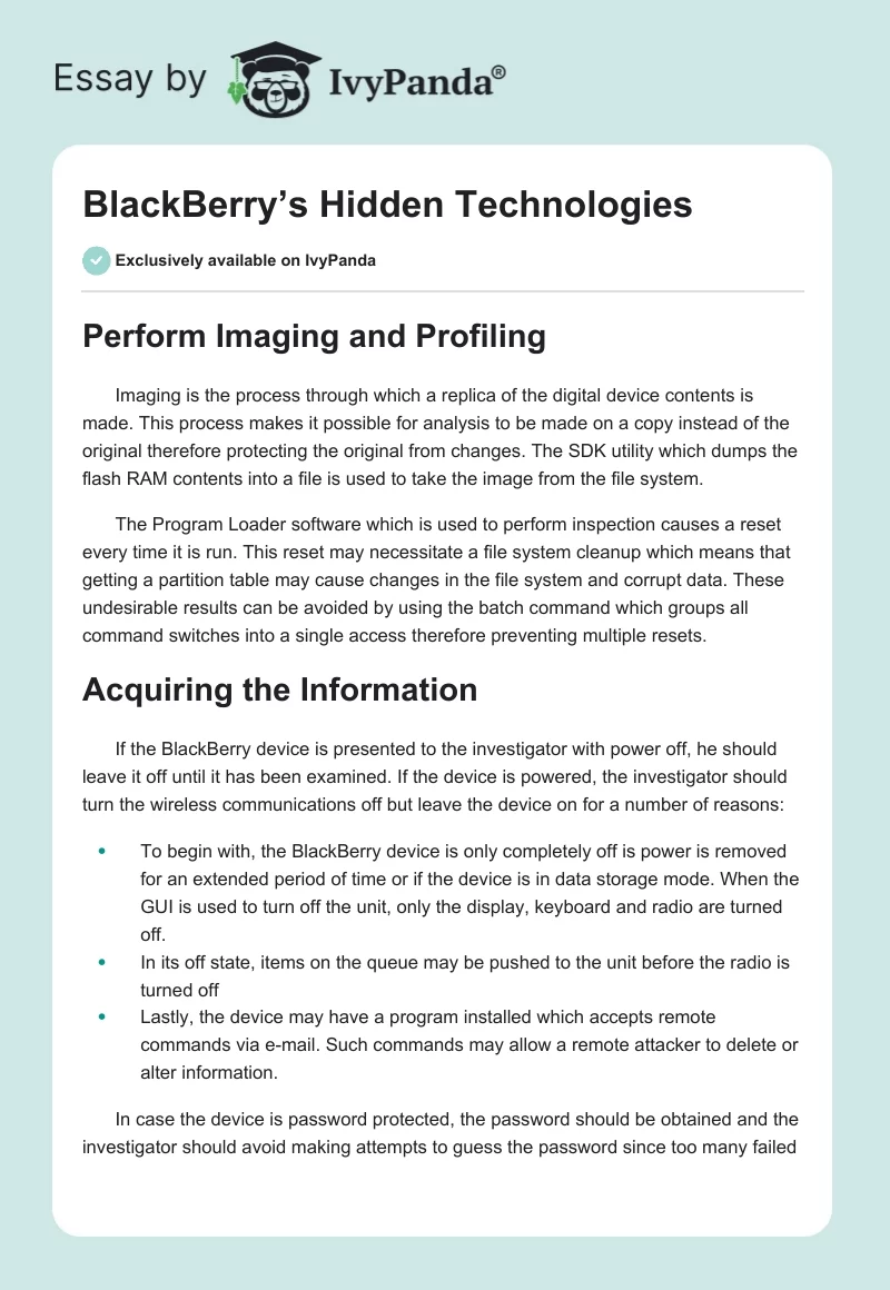 BlackBerry’s Hidden Technologies. Page 1