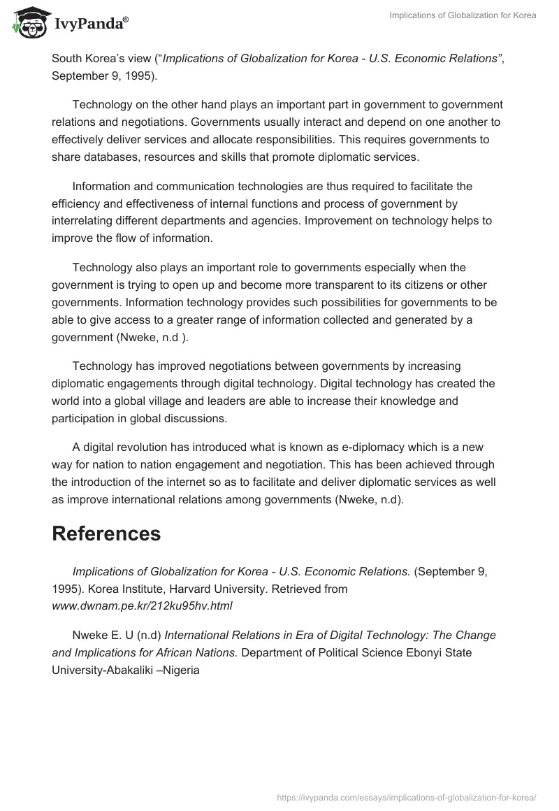 Implications of Globalization for Korea. Page 2