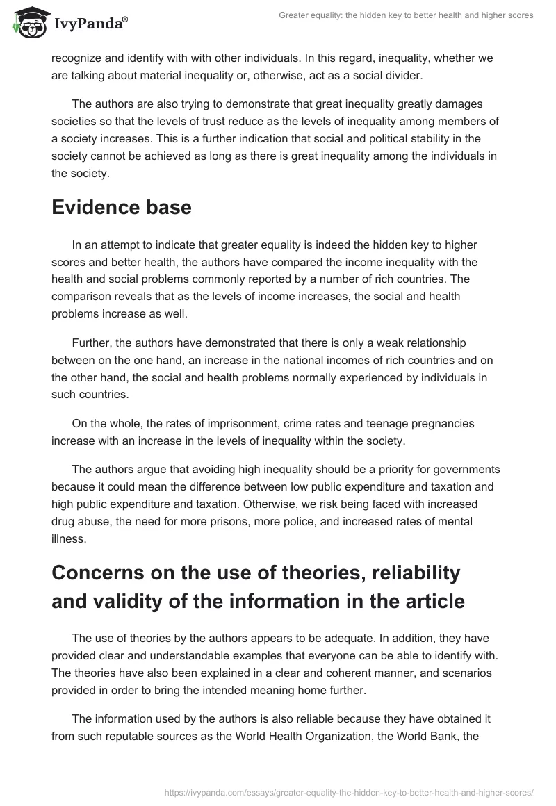 Greater equality: the hidden key to better health and higher scores. Page 3