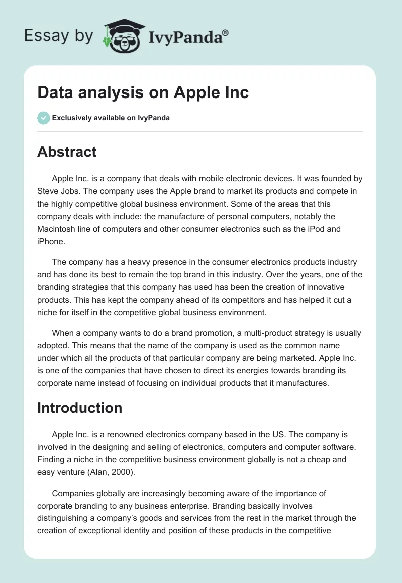 Data Analysis on Apple Inc.. Page 1