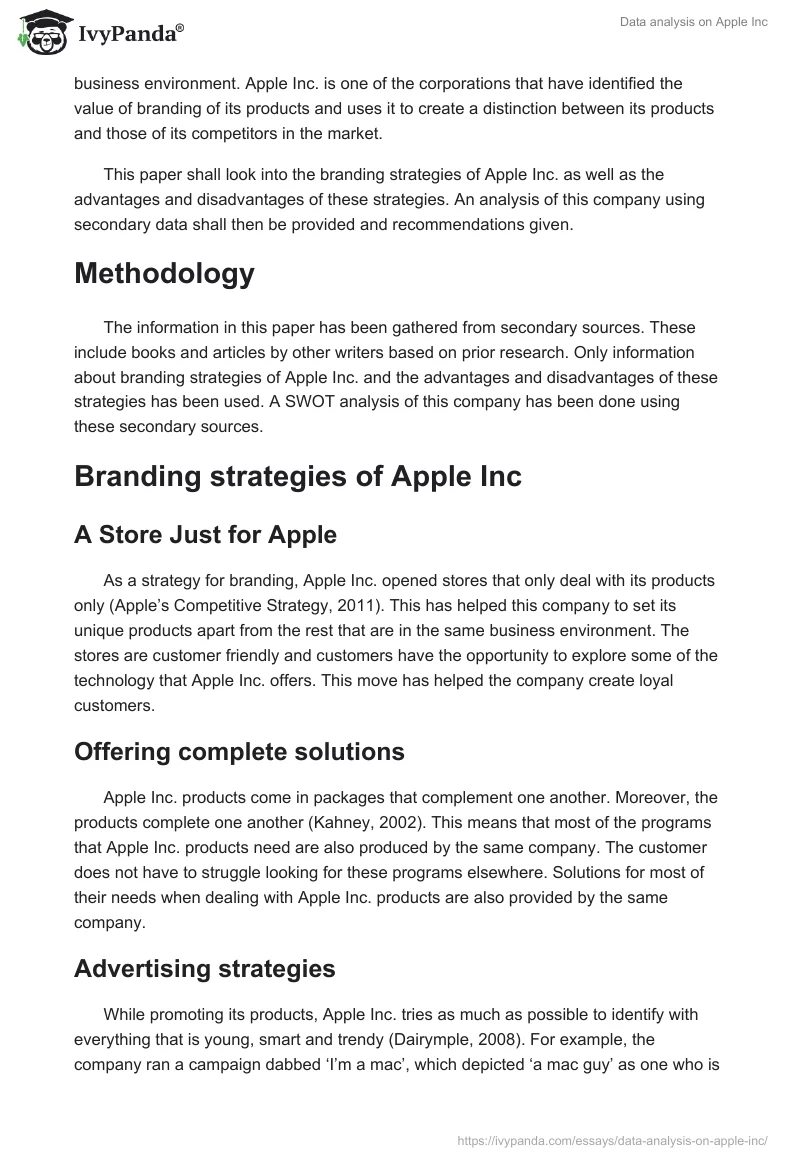 Data Analysis on Apple Inc.. Page 2