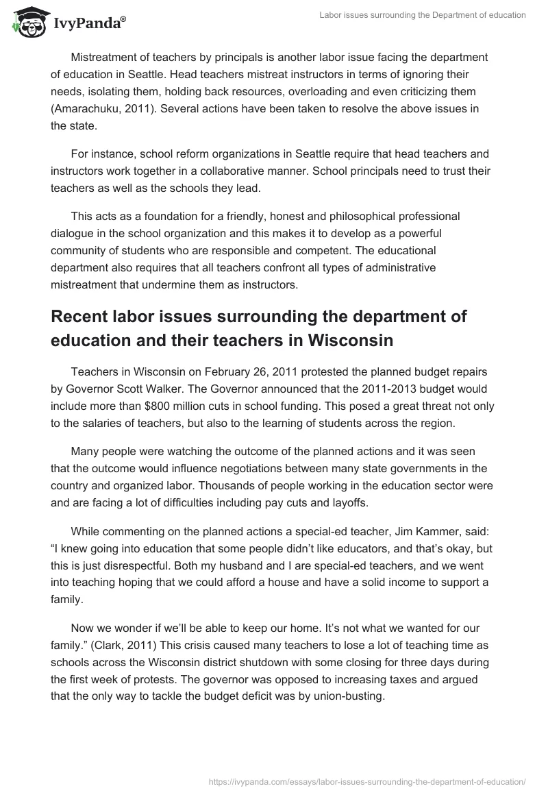Labor issues surrounding the Department of education. Page 2