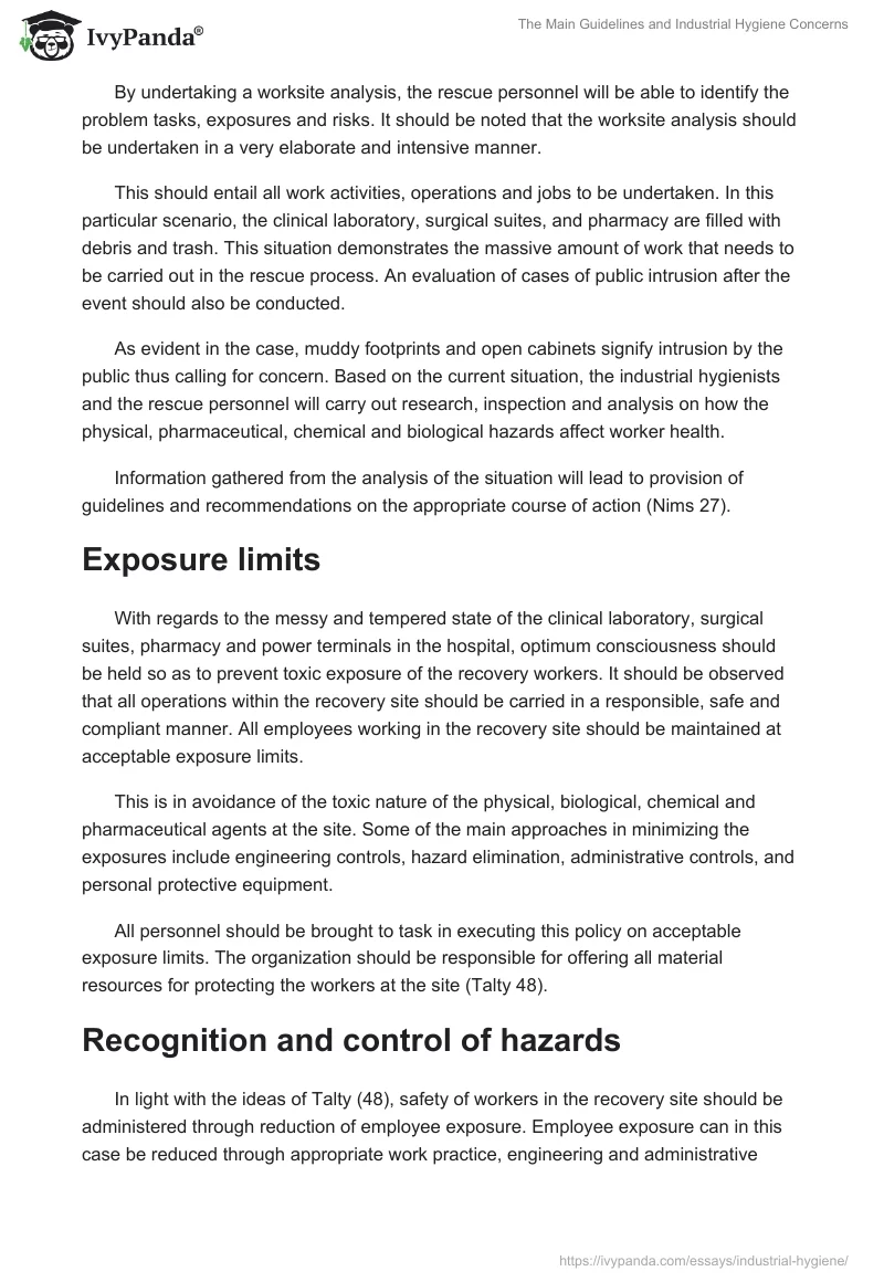 The Main Guidelines and Industrial Hygiene Concerns. Page 2