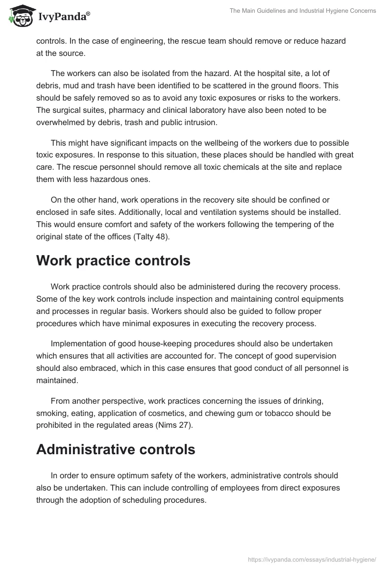 The Main Guidelines and Industrial Hygiene Concerns. Page 3