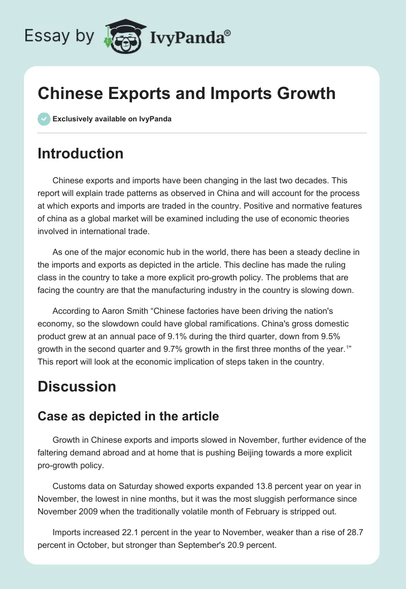Chinese Exports and Imports Growth. Page 1