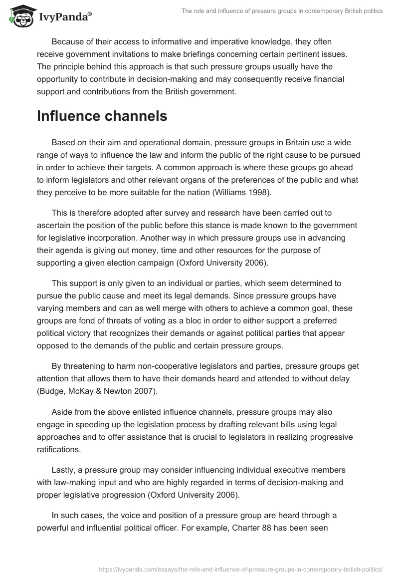 The role and influence of pressure groups in contemporary British politics. Page 4