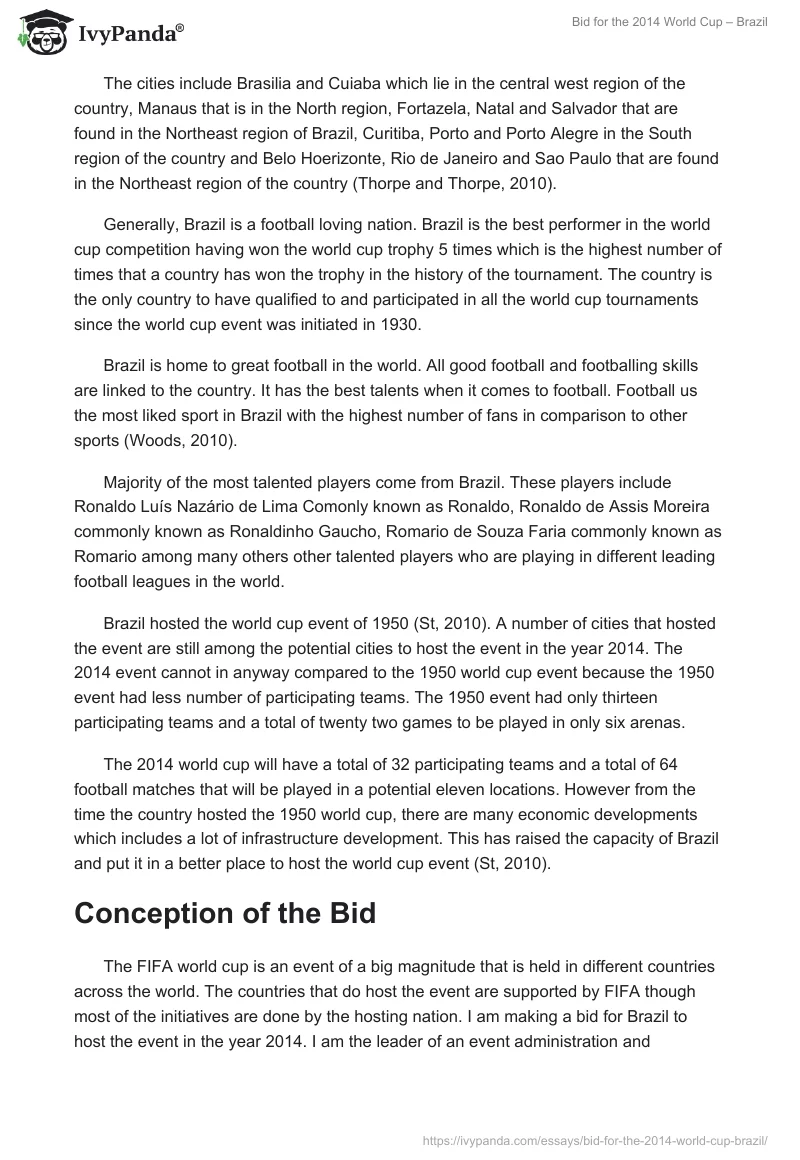 Bid for the 2014 World Cup – Brazil. Page 2