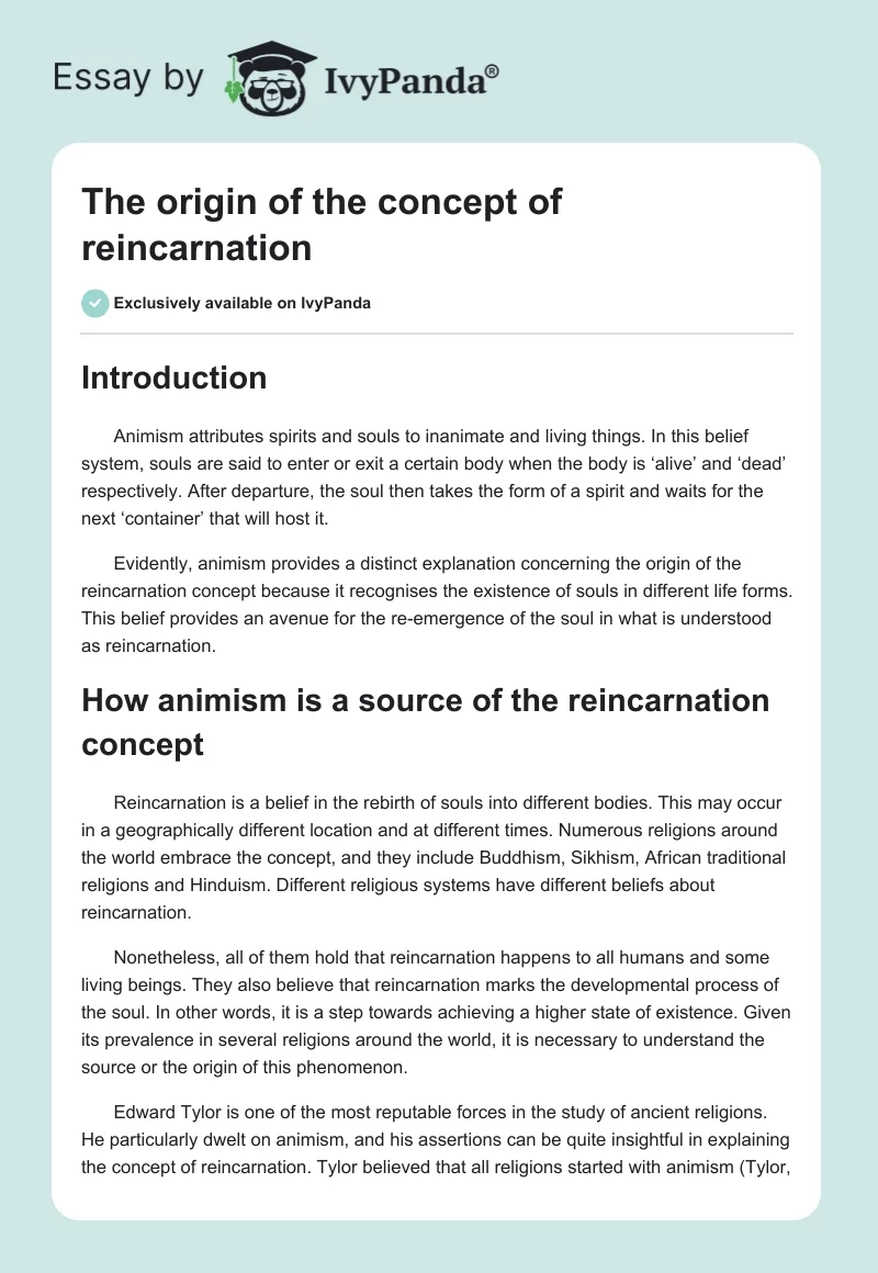 The origin of the concept of reincarnation. Page 1