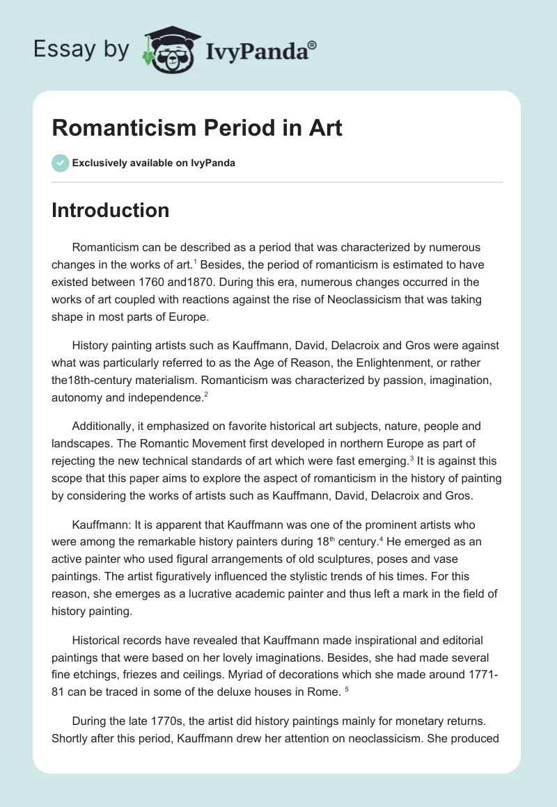 Romanticism Period in Art. Page 1