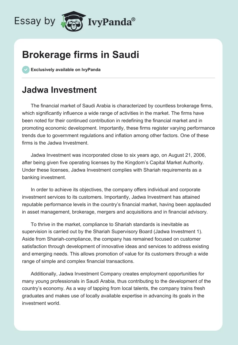 Brokerage firms in Saudi. Page 1