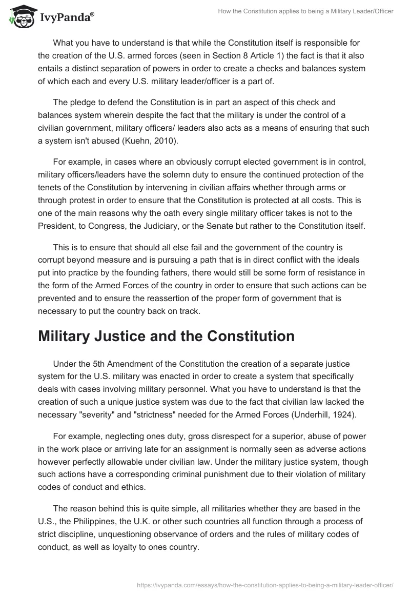 How the Constitution Applies to Being a Military Leader/Officer. Page 2