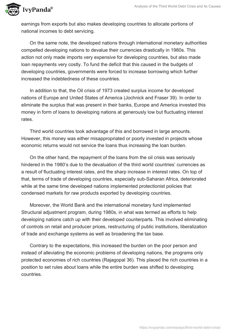 Analysis of the Third World Debt Crisis and Its Causes. Page 3