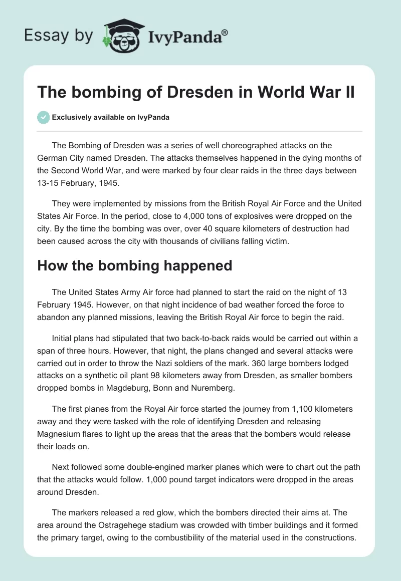 The Bombing of Dresden in World War II. Page 1