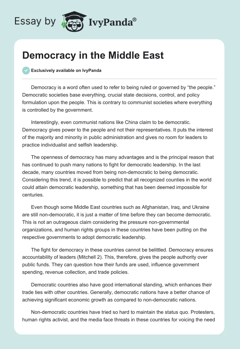 Democracy in the Middle East. Page 1