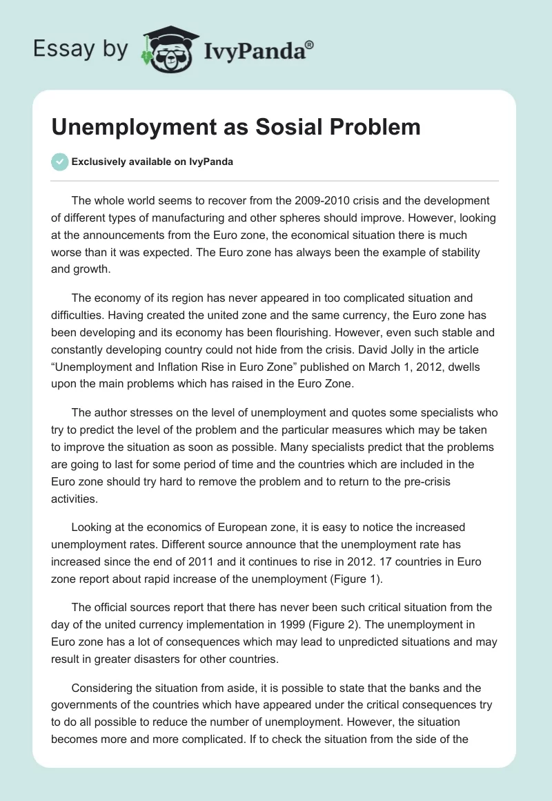 Unemployment as Sosial Problem. Page 1