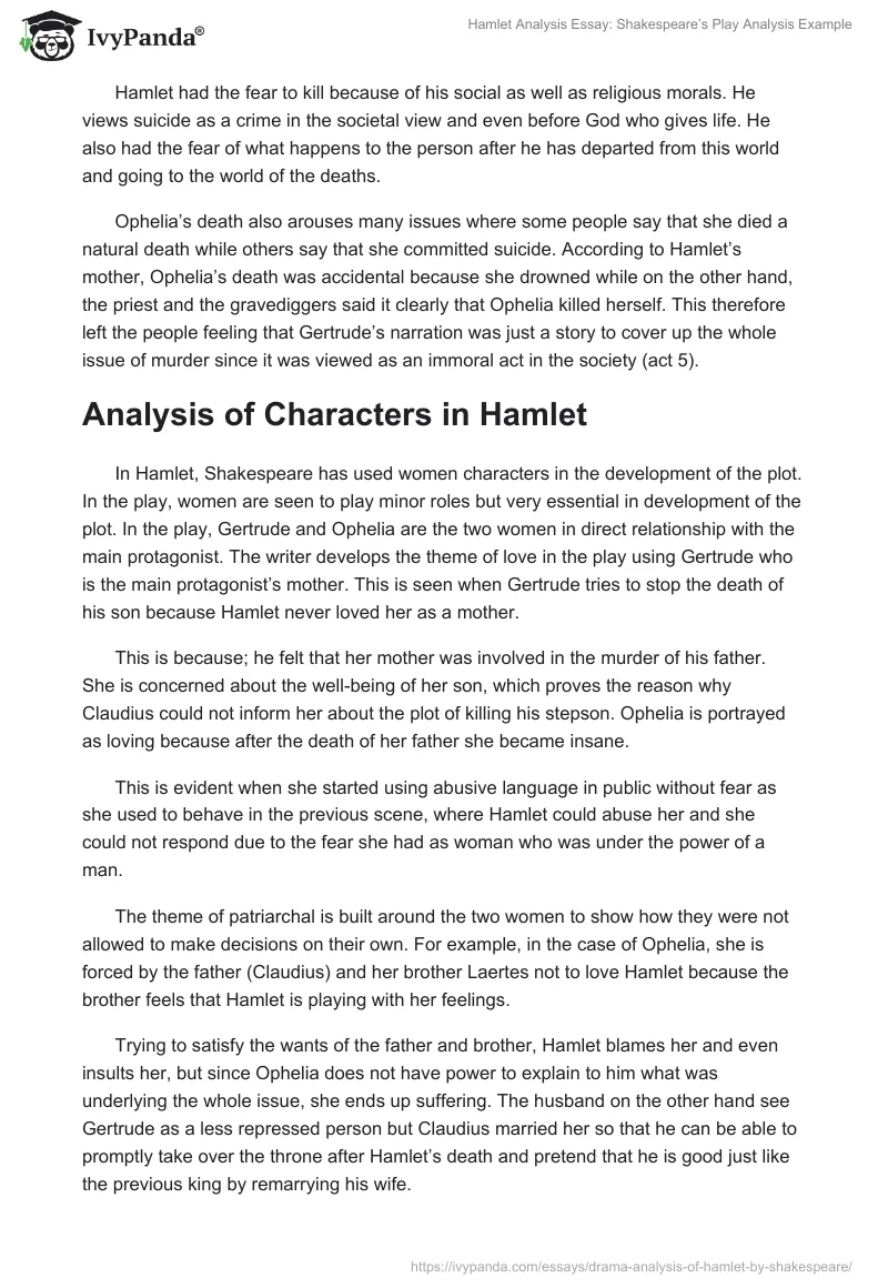 Hamlet Analysis Essay: Shakespeare’s Play Analysis Example. Page 3