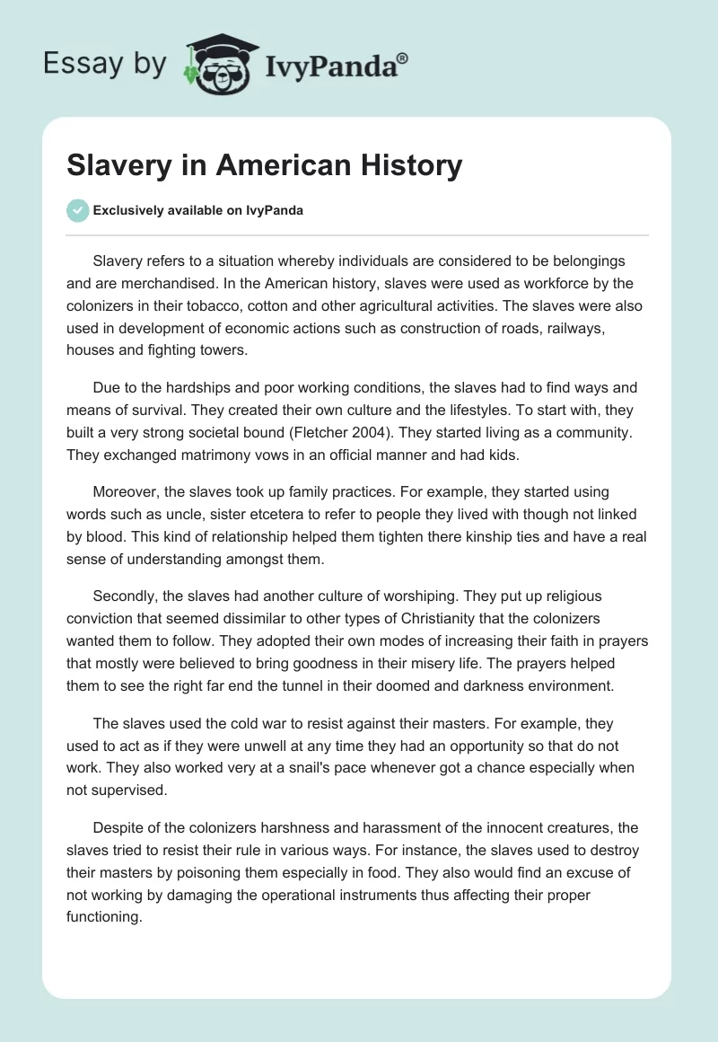 Slavery in American History. Page 1