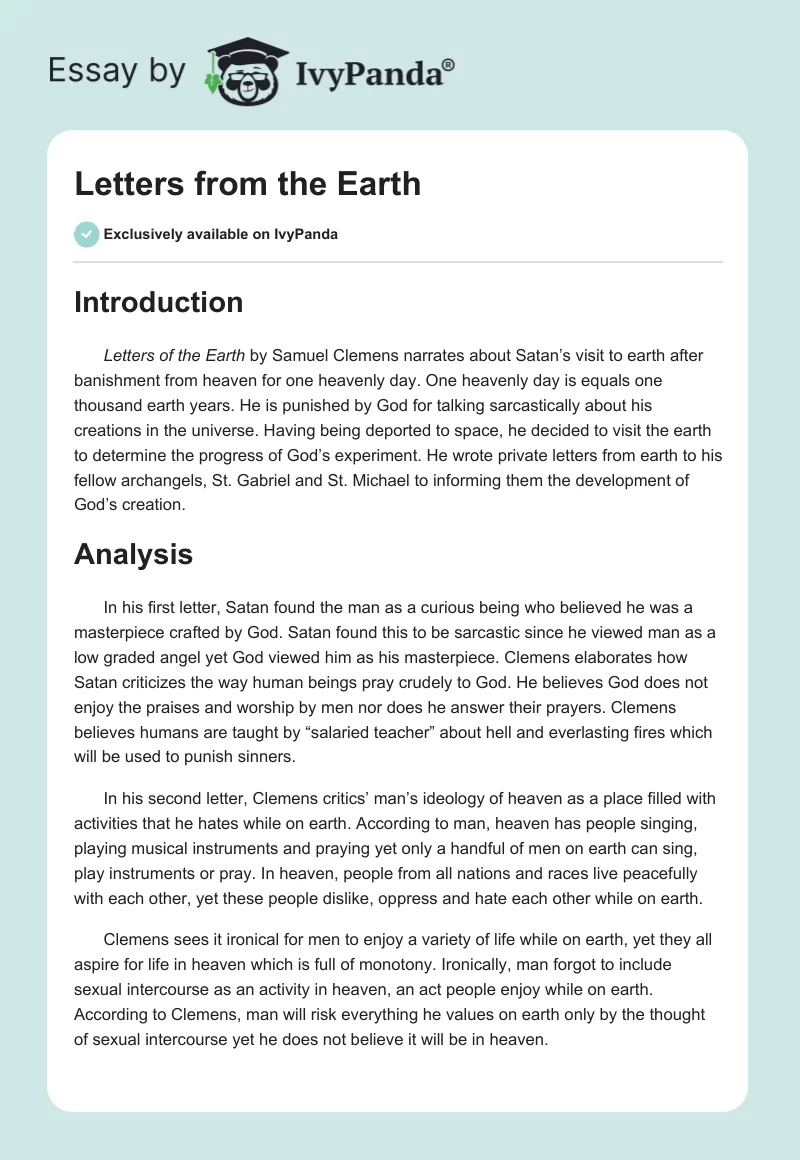 Letters from the Earth. Page 1