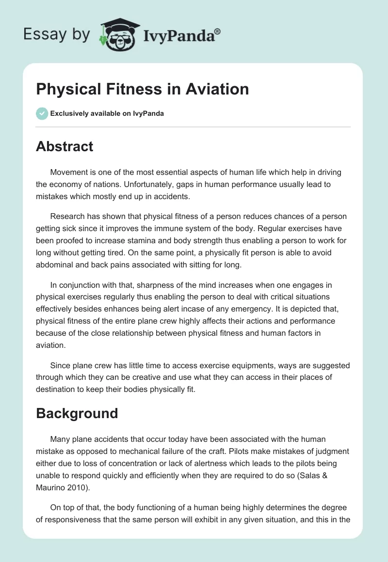 Physical Fitness in Aviation. Page 1