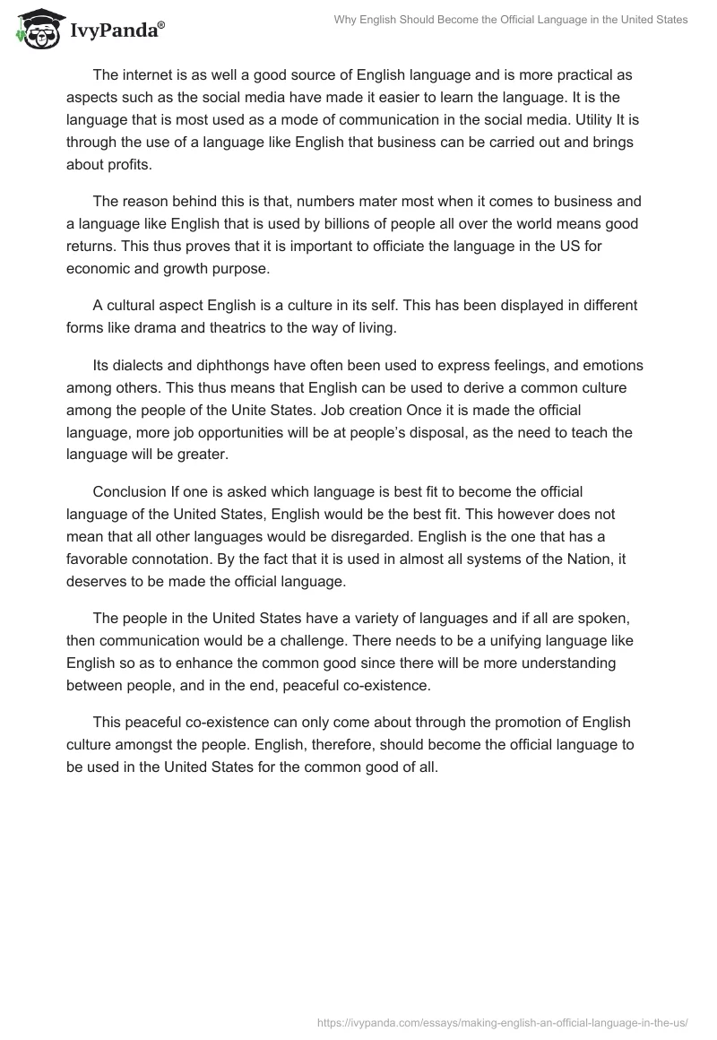 Why English Should Become the Official Language in the United States. Page 3