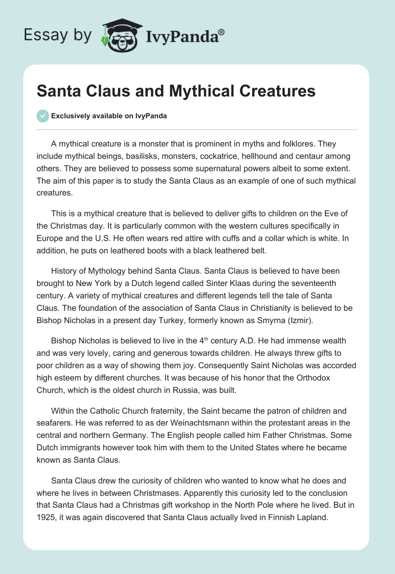 Santa Claus and Mythical Creatures. Page 1