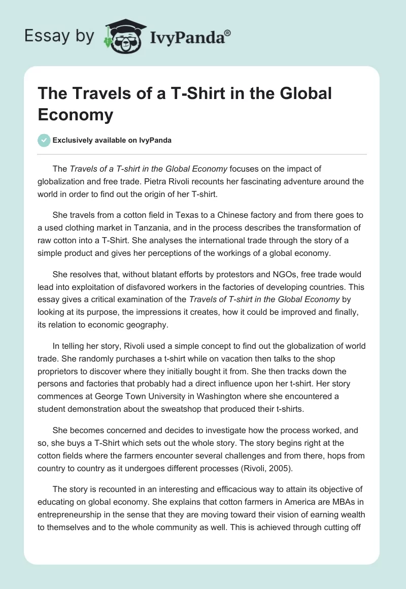 The Travels of a T-Shirt in the Global Economy. Page 1