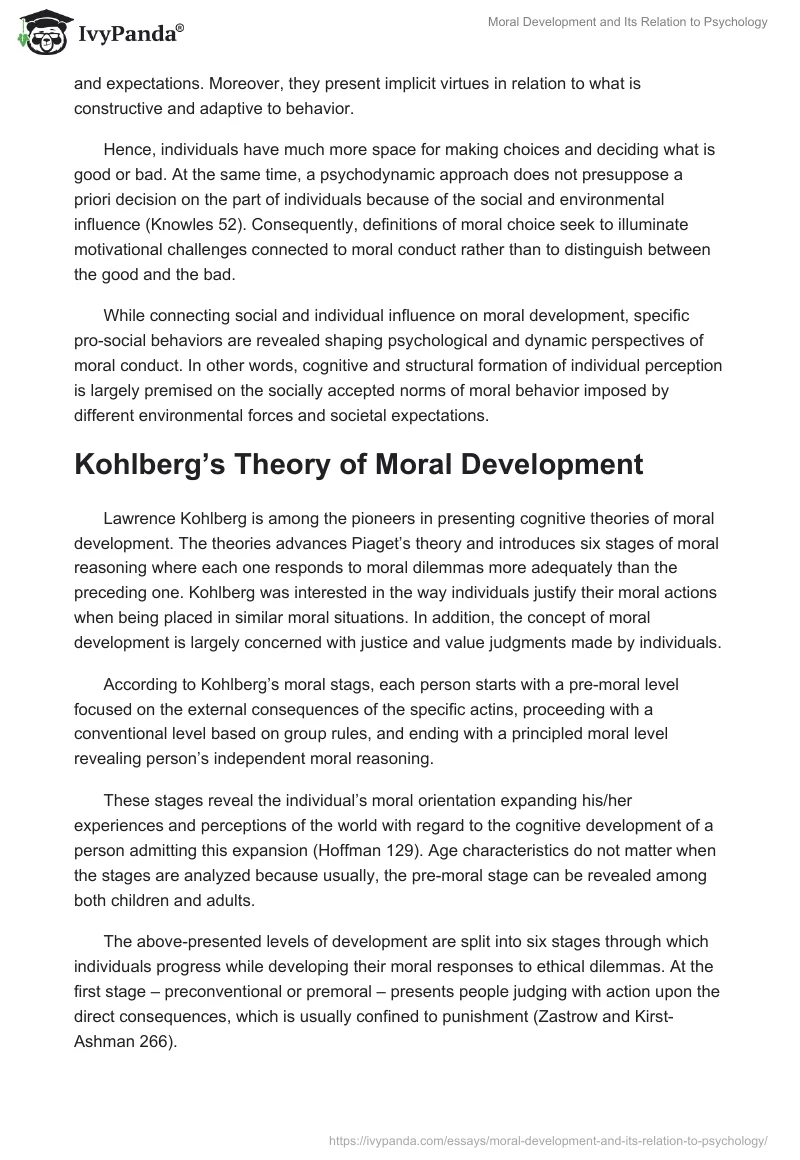 Moral Development and Its Relation to Psychology. Page 2