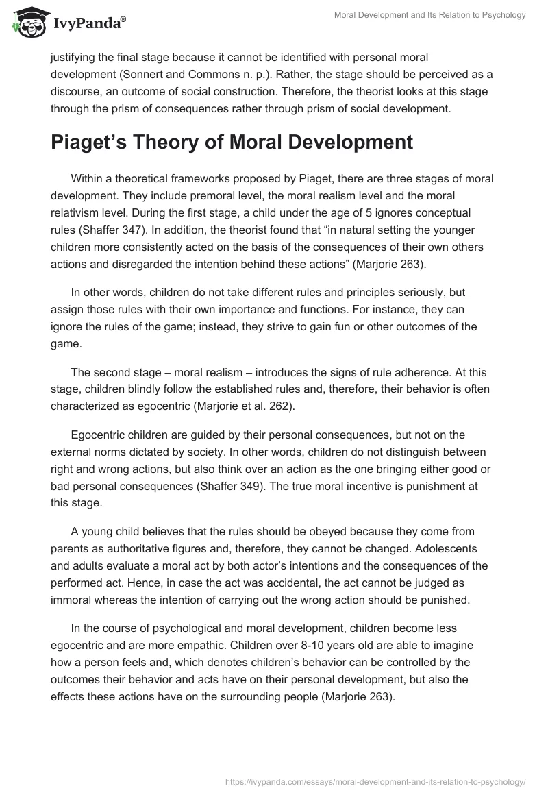 Moral Development and Its Relation to Psychology. Page 4