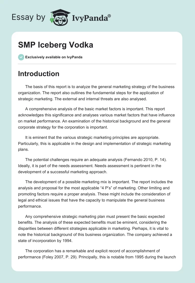 SMP Iceberg Vodka. Page 1