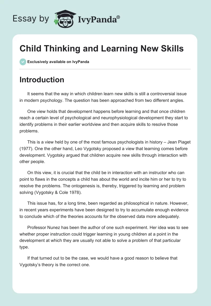 Child Thinking and Learning New Skills. Page 1