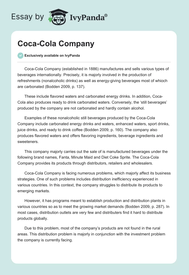 Coca-Cola Company. Page 1