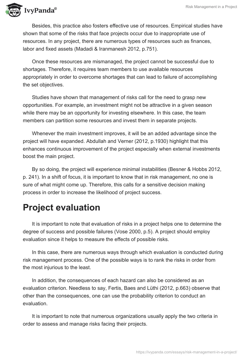 Risk Management in a Project. Page 3