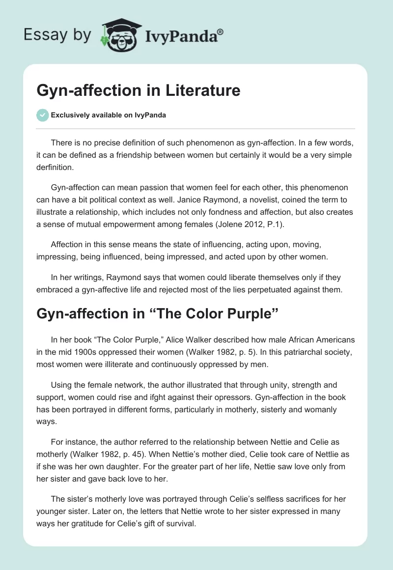 Gyn-affection in Literature. Page 1