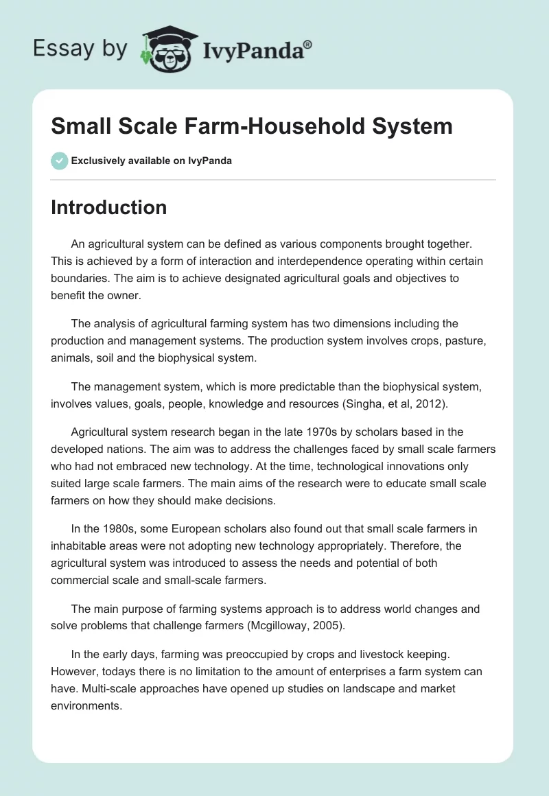 Small Scale Farm-Household System. Page 1