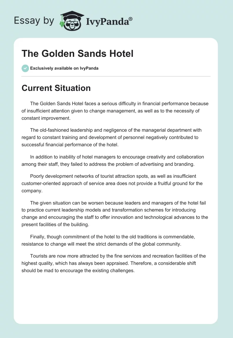 The Golden Sands Hotel. Page 1