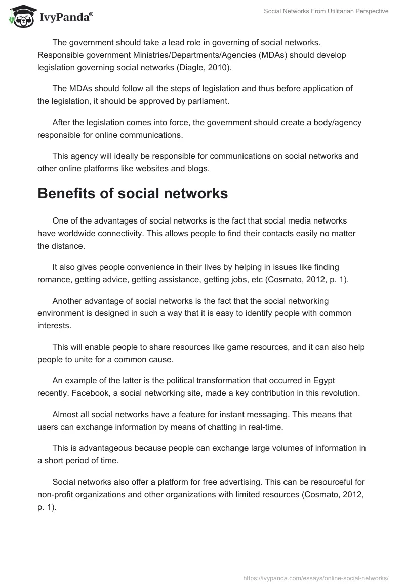 Social Networks From Utilitarian Perspective. Page 3