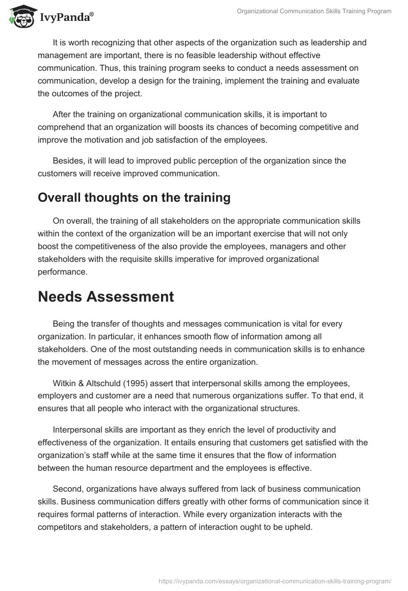 Organizational Communication Skills Training Program. Page 2