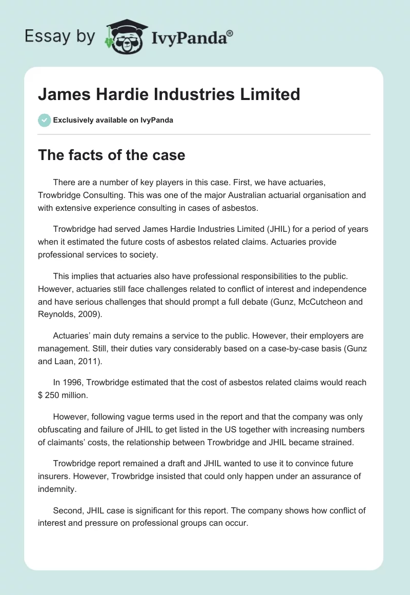 James Hardie Industries Limited. Page 1