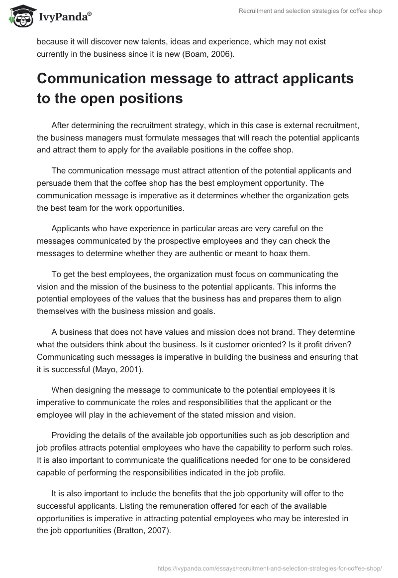 Recruitment and Selection Strategies for Coffee Shop. Page 2