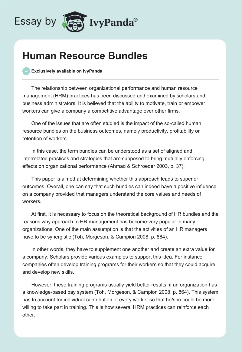 Human Resource Bundles. Page 1