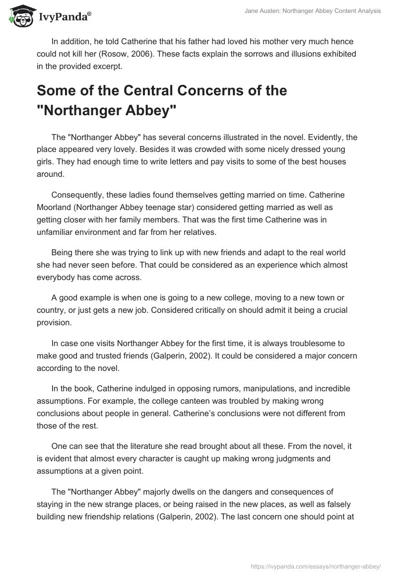 Jane Austen: "Northanger Abbey" Content Analysis. Page 2