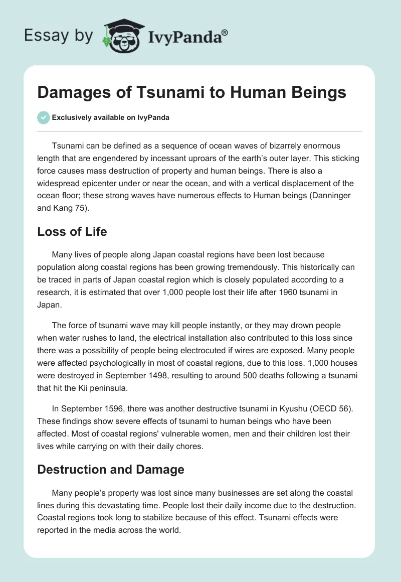 Damages of Tsunami to Human Beings. Page 1