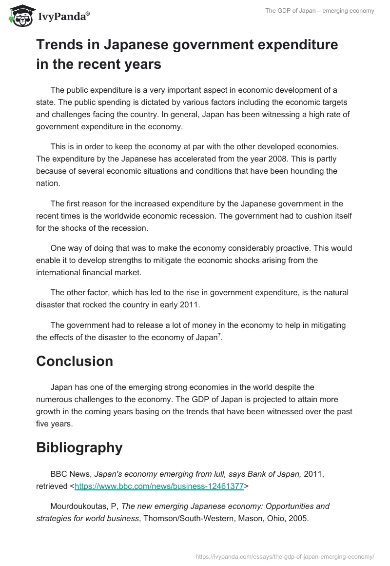 The GDP of Japan – Emerging Economy. Page 5