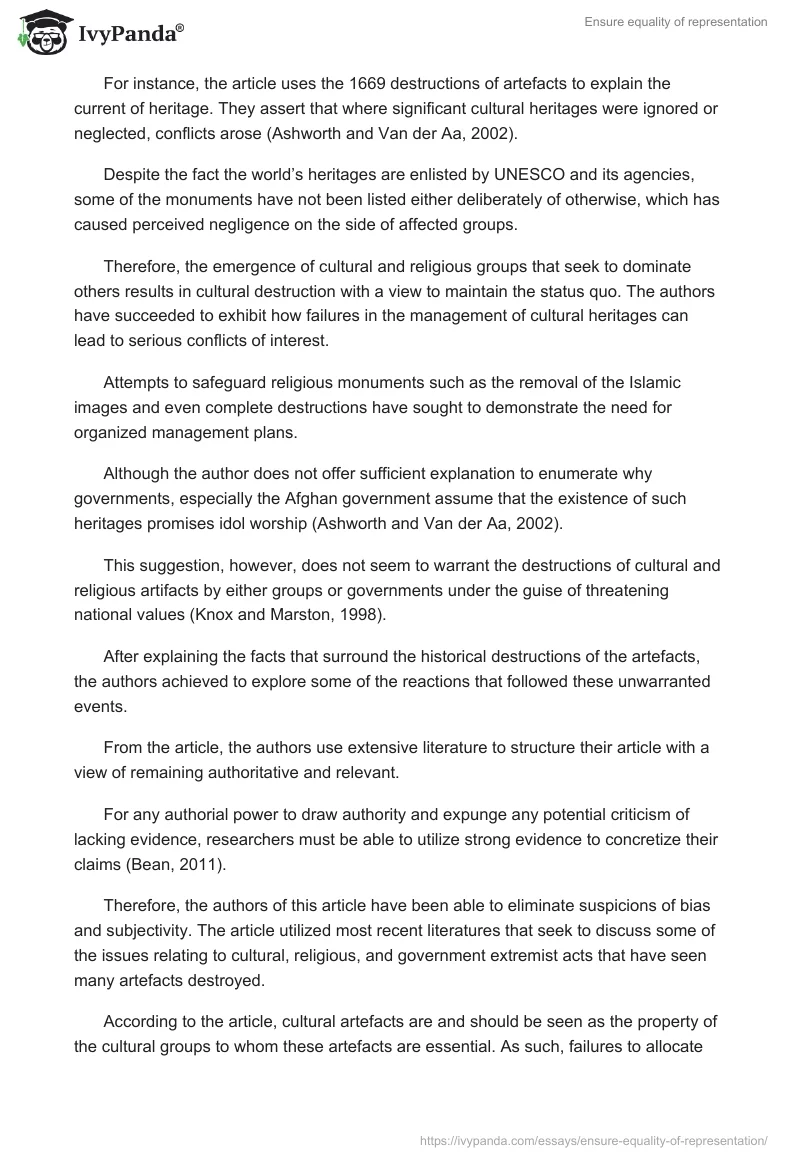 Ensure equality of representation. Page 3