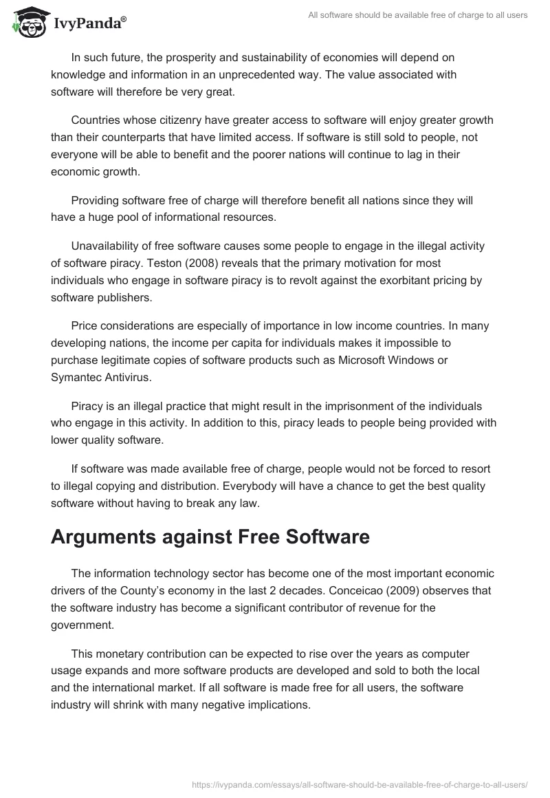 All software should be available free of charge to all users. Page 3