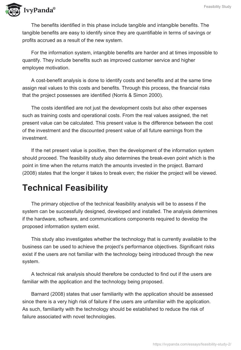 Feasibility Study. Page 2