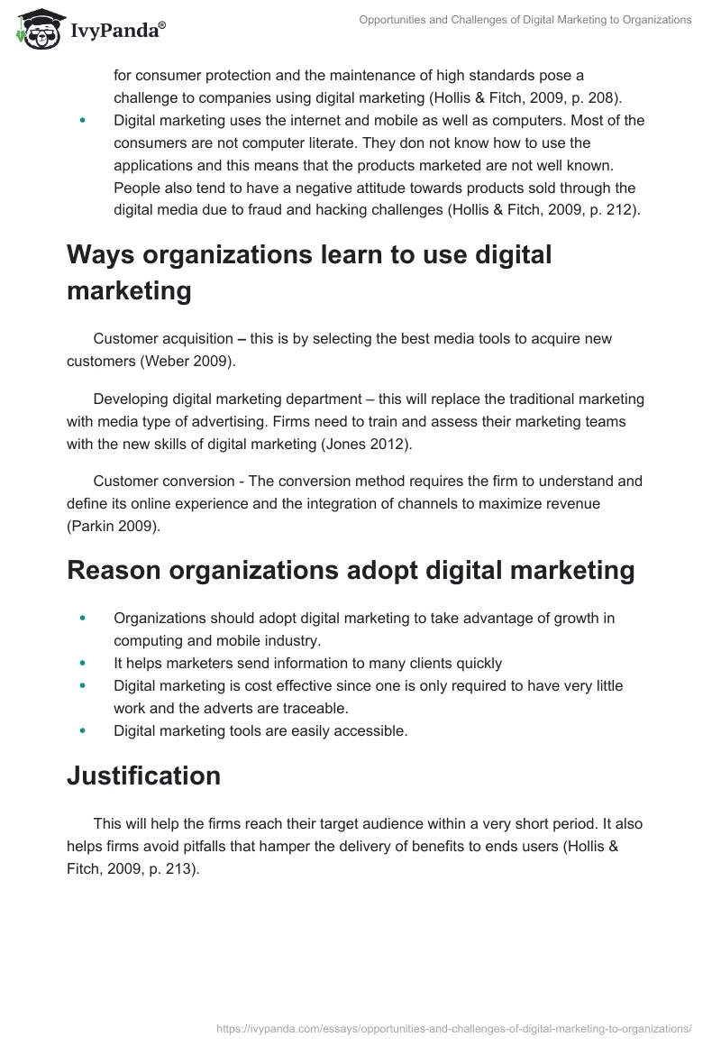 Opportunities and Challenges of Digital Marketing to Organizations. Page 4