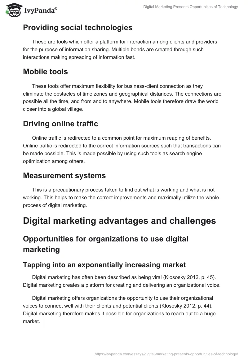 Digital Marketing Presents Opportunities for Technology. Page 2