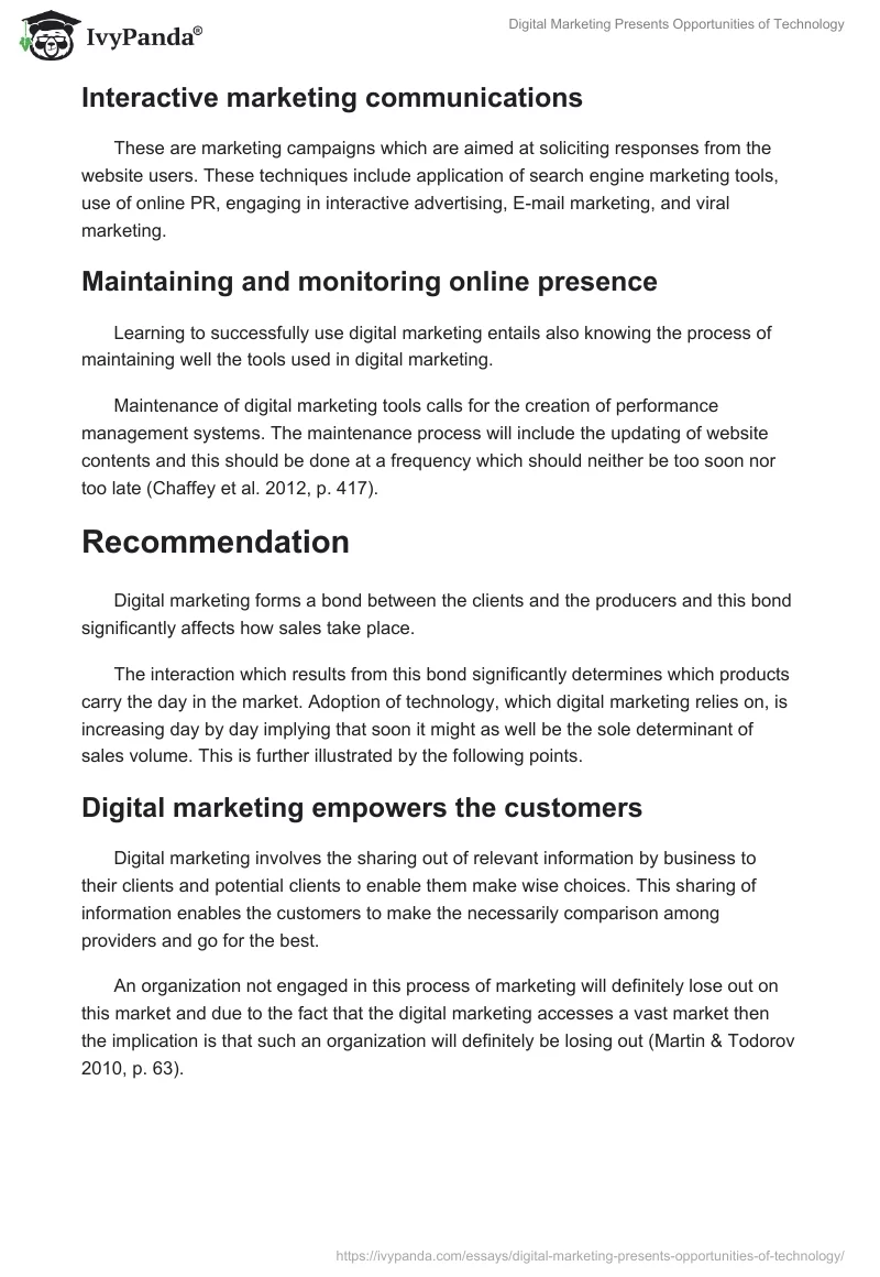 Digital Marketing Presents Opportunities for Technology. Page 4