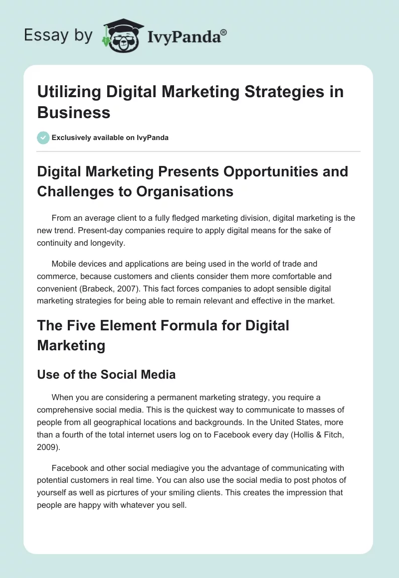 Utilizing Digital Marketing Strategies in Business. Page 1